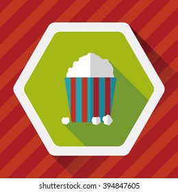 Popcorn flat icon with long shadow,eps10