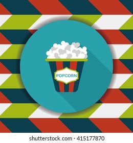 Popcorn flat icon with long shadow,eps10