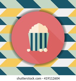 Popcorn flat icon with long shadow,eps10