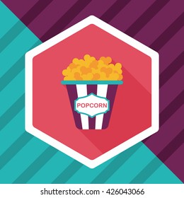 Popcorn flat icon with long shadow,eps10