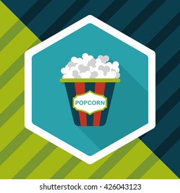 Popcorn flat icon with long shadow,eps10
