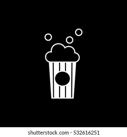 Popcorn Flat Icon On Black Background