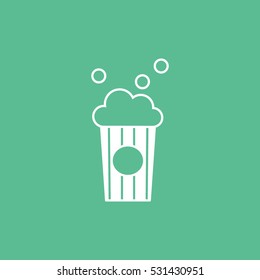 Popcorn Flat Icon On Green Background