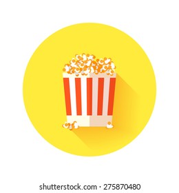 Popcorn flat icon. Vector illustration