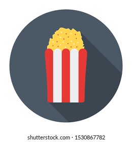 Popcorn Flat Icon Vector With Long Shadow