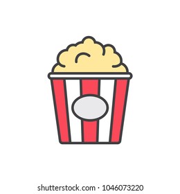 Popcorn flat line colored icon.