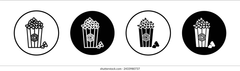 Popcorn flat line icon set. Popcorn Thin line illustration vector