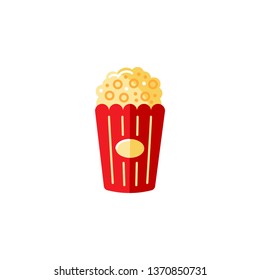 Popcorn flat and line style icon design. Popcorn box isolated on white background. Vector illustration.