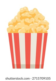 Pipoca. Clipart de vetor plano, ilustração com plano de fundo isolado.