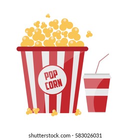 PopCorn. Flat. Vector Illustration