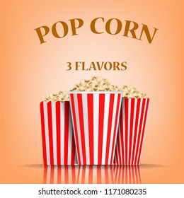 Popcorn flavors concept background. Realistic illustration of popcorn flavors vector concept background for web design