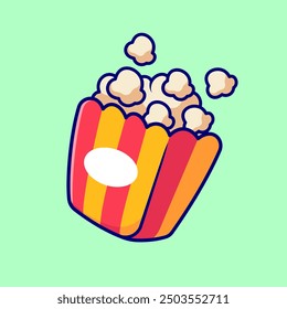 Popcorn Floating Cartoon Vector Icon Illustration. Food Object Icon Concept Isolated Premium Vector. Flat Cartoon Style