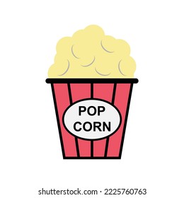 Popcorn food design icon, web corn box snack flat vector illustration element .