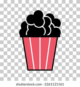 Popcorn food design icon, web corn box snack flat vector illustration element .