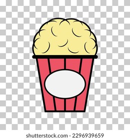 Popcorn food design icon, web corn box snack flat vector illustration element .
