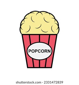 Popcorn food design icon, web corn box snack flat vector illustration element .