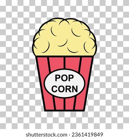 Popcorn food design icon, web corn box snack flat vector illustration element .