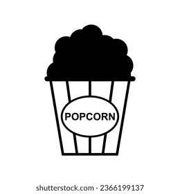 Popcorn food design icon, web corn box snack flat vector illustration element .