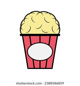 Popcorn food design icon, web corn box snack flat vector illustration element .