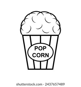 Popcorn food design icon, web corn box snack flat vector illustration element .