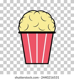 Popcorn food design icon, web corn box snack flat vector illustration element .