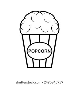 Popcorn food design icon, web corn box snack flat vector illustration element .