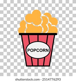 Popcorn food design icon, web corn box snack flat vector illustration element .
