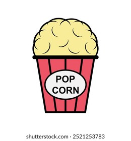 Popcorn food design icon, web corn box snack flat vector illustration element .