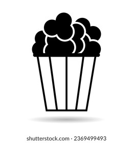 Popcorn food design shadow icon, web corn box snack flat vector illustration element .