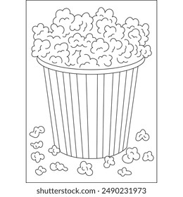 popcorn food dish coloring book page for kids or grown adults coloring book mindful relaxation activity