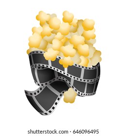 popcorn food with filmstrips and short film