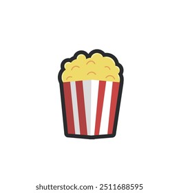 popcorn food in outline flat vector design.
