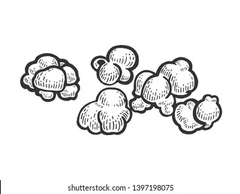 Popcorn food sketch engraving vector illustration. Scratch board style imitation. Black and white hand drawn image.