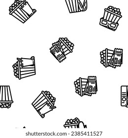 popcorn alimento snack cine vector patrón sin fisuras ilustración de línea delgada