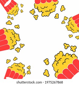 Popcorn Frame Background. Food Vector Illustration.