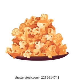 Popcorn fresh snack in plate icon isolated