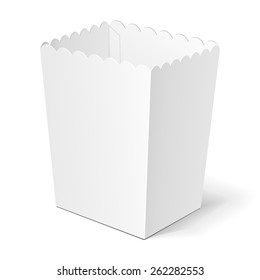 Popcorn, Fries Chiken Legs, Chinese Fast Food Box With Shadow. On White Background Isolated. Mock Up Template Ready For Your Design. Product Packing Vector EPS10