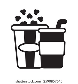 Popcorn glyph, mini illustration icon. use for modern concept, print, UI, UX kit, web and app development. Vector EPS 10, related to entertainment, festival, funfair and hobbies.