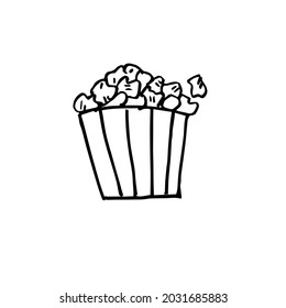 Popcorn. A graphic element drawn by hand. Vector doodle illustration