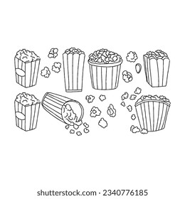 popcorn hand drawn doodle illustrations vector set