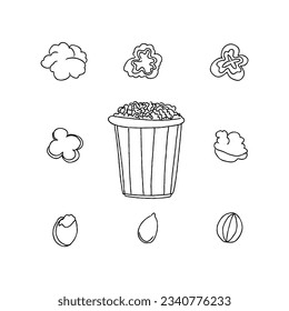 popcorn hand drawn doodle illustrations vector set