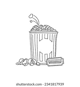 popcorn hand drawn doodle illustrations vector set