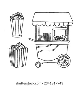 popcorn hand drawn doodle illustrations vector set