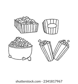 popcorn hand drawn doodle illustrations vector set