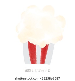 Popcorn hand drawn, isolated on white background  ,vector illustration EPS 10