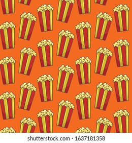popcorn hand drawn pattern template vector