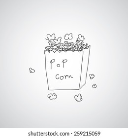 popcorn  hand drawn vector cartoon 