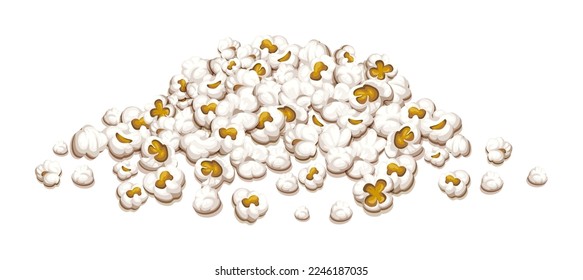 Popcorn Heap sweet or salty snack food isolated on white background. Vector illustration