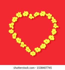 Popcorn heart frame. Clipart image isolated on red background