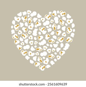 Popcorn heart logo. Isolated popcorn heart on white background